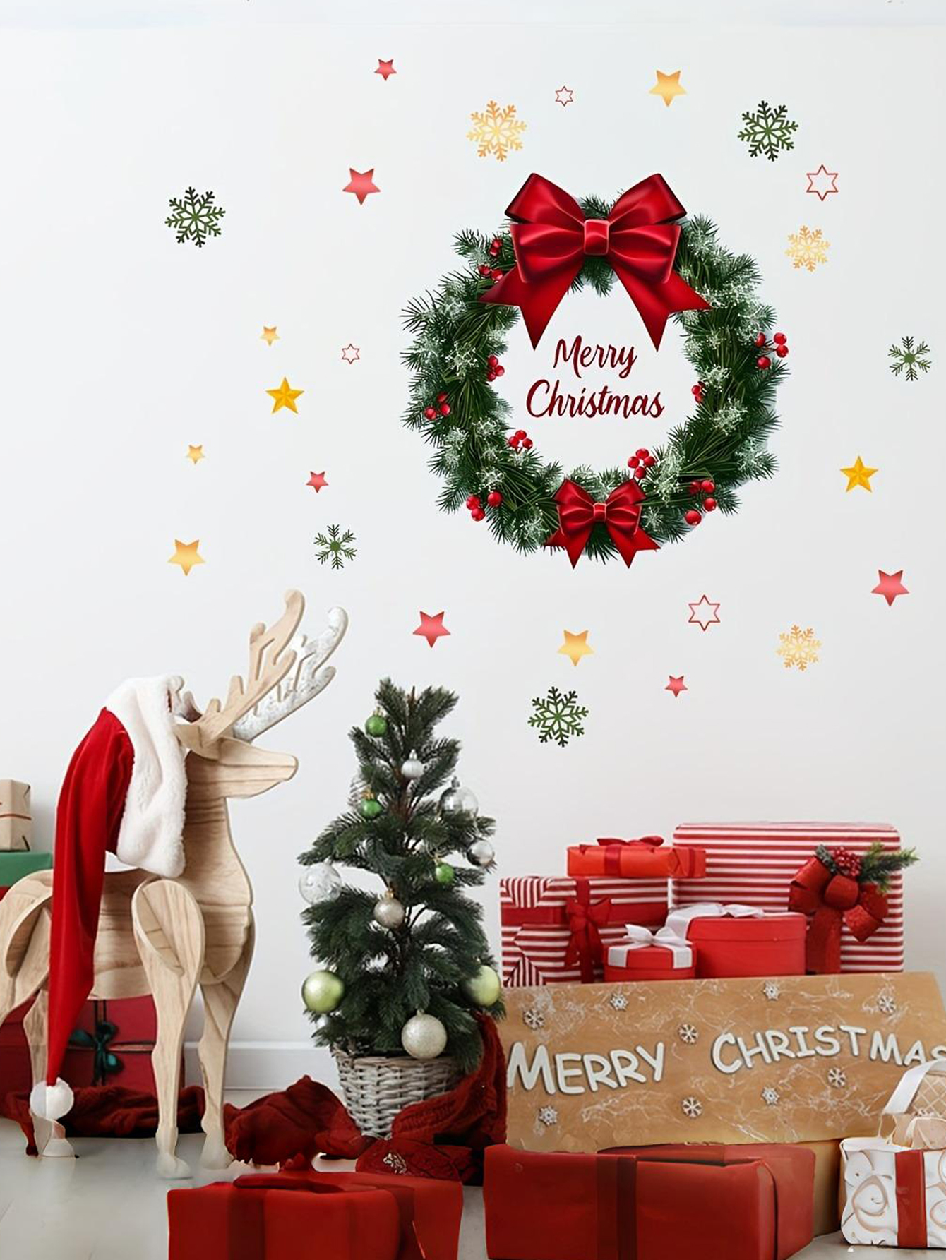 Custom Christmas Wreath Wall Sticker